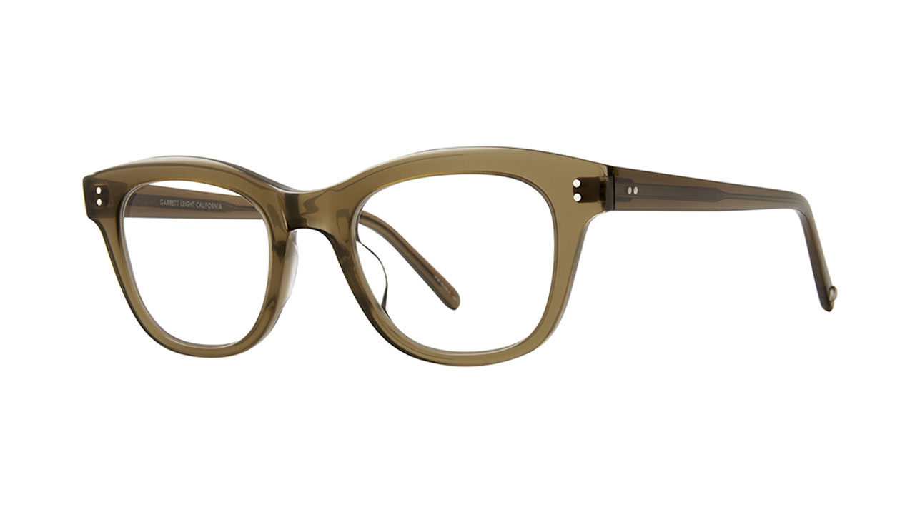 Paire de lunettes de vue Garrett-leight Glyndon couleur vert - Côté à angle - Doyle