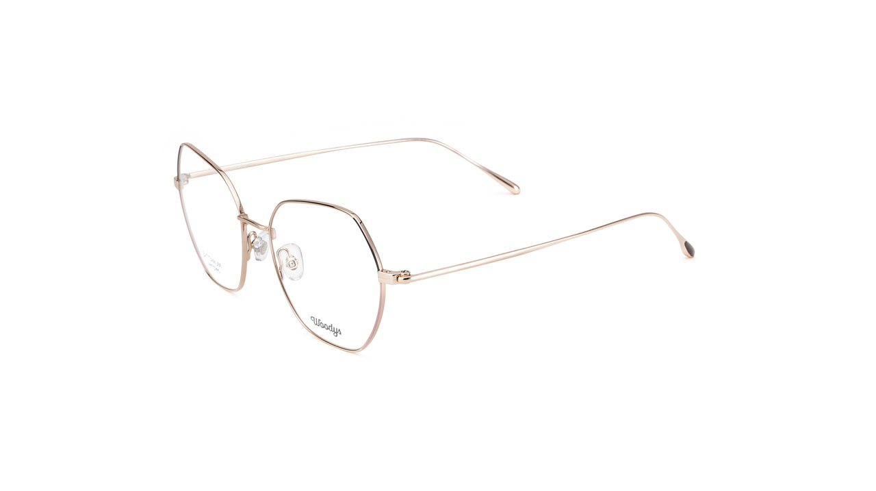 Paire de lunettes de vue Woodys Aye couleur or rose - Côté à angle - Doyle