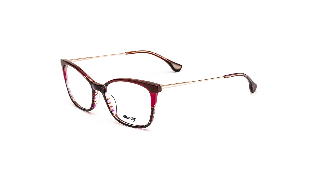 Paire de lunettes de vue Woodys Guava couleur rouge - Côté à angle - Doyle
