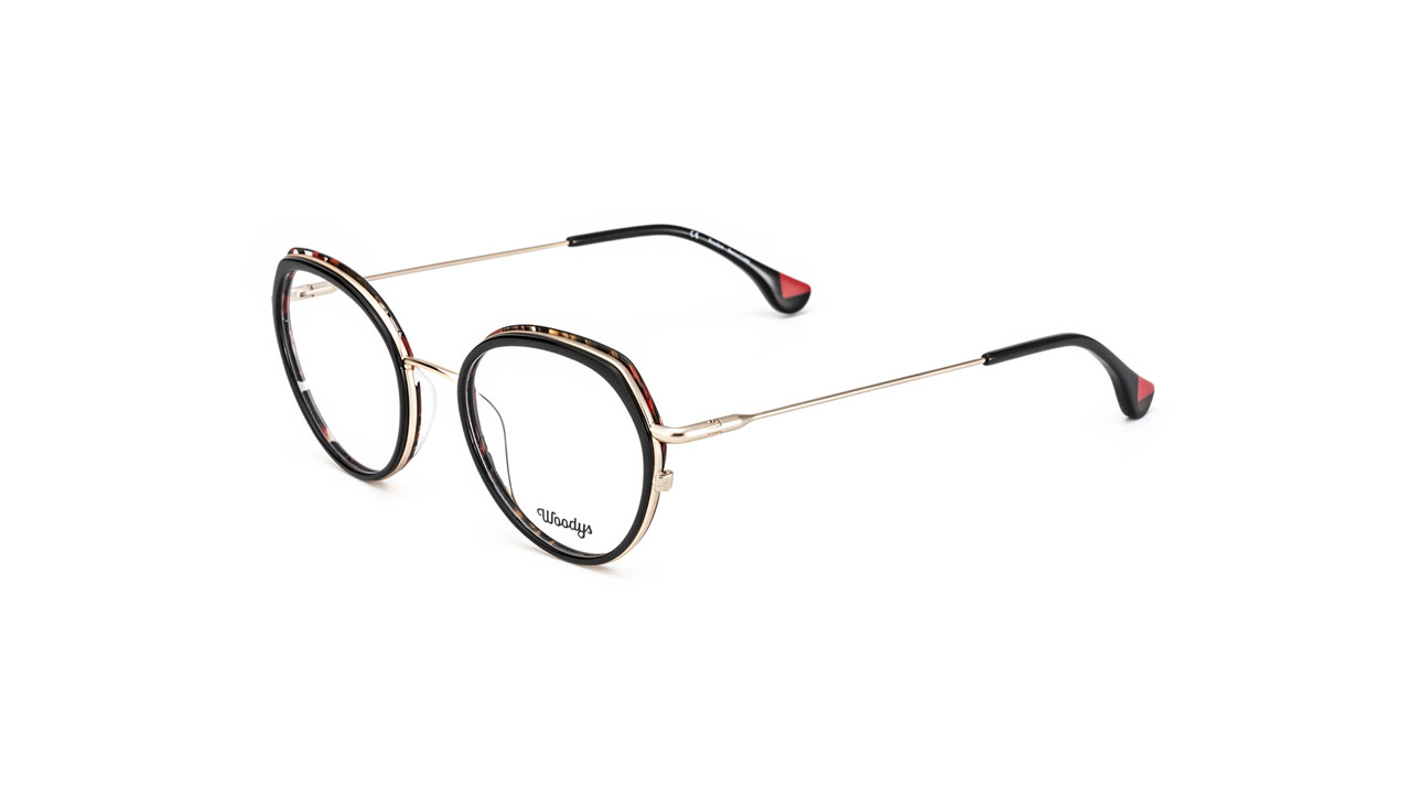 Paire de lunettes de vue Woodys Guppy couleur noir - Côté à angle - Doyle