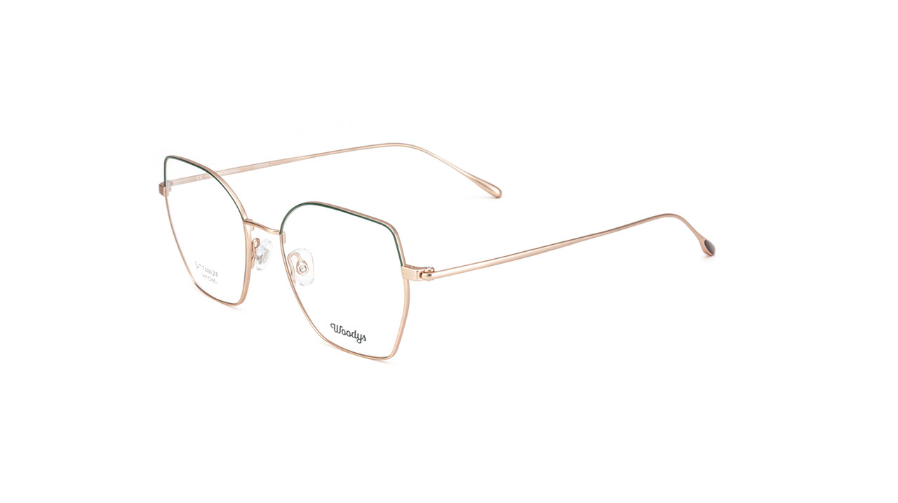 Paire de lunettes de vue Woodys Toucan couleur or rose - Côté à angle - Doyle