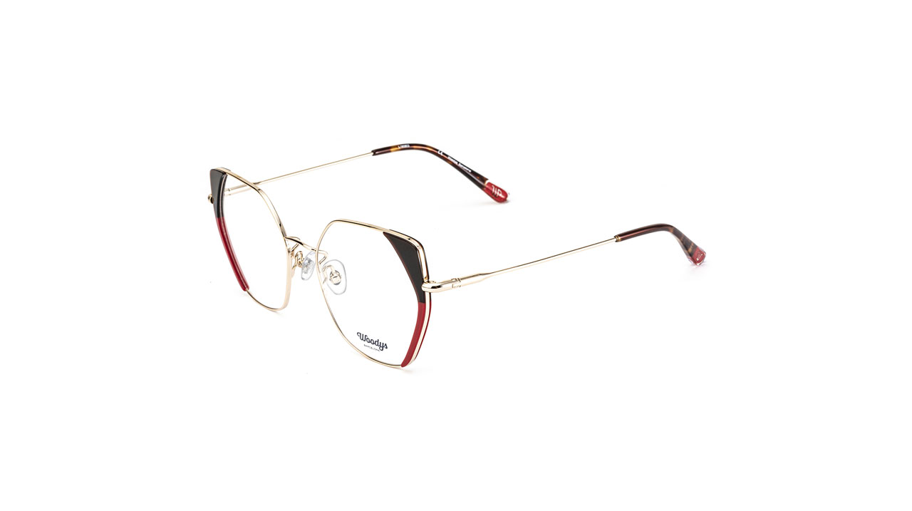 Paire de lunettes de vue Woodys Zebra couleur rouge - Côté à angle - Doyle