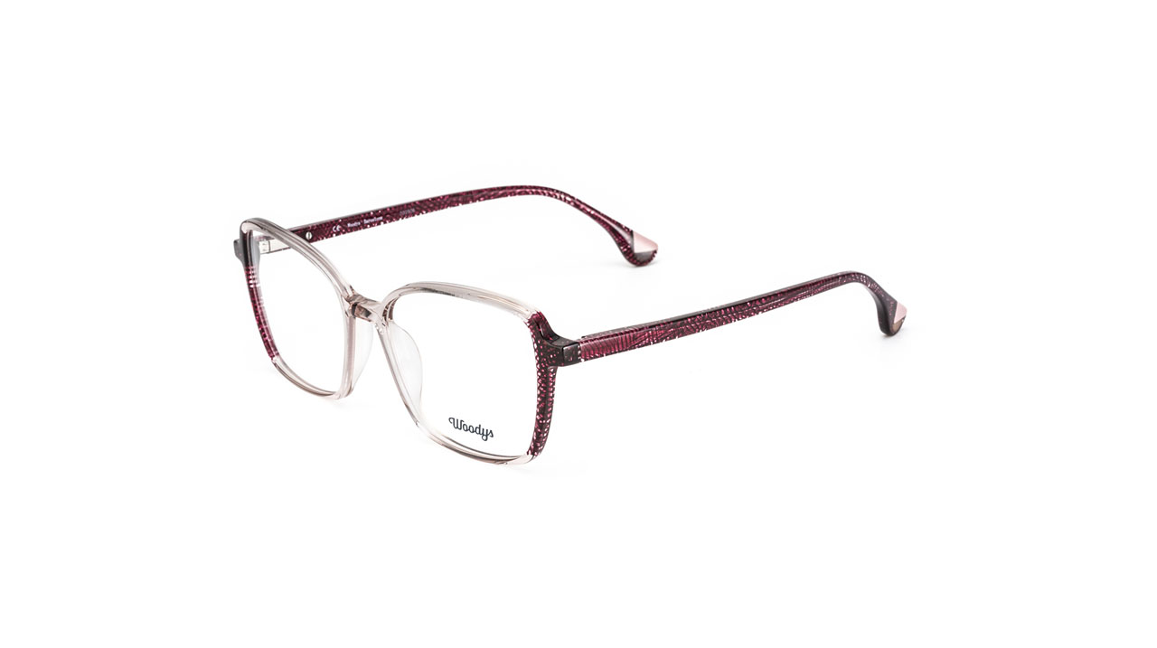 Paire de lunettes de vue Woodys Carrot couleur rose - Côté à angle - Doyle