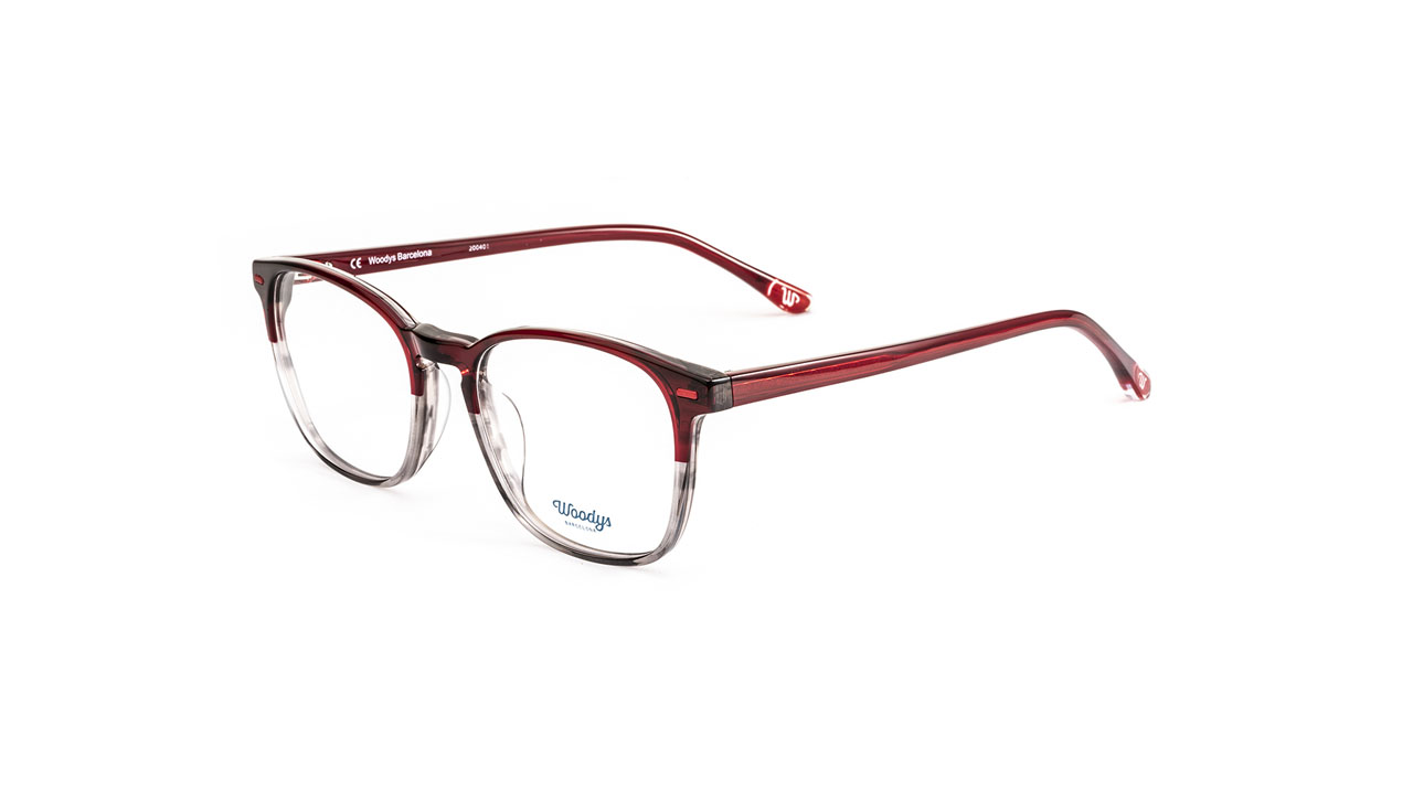 Paire de lunettes de vue Woodys Rene couleur rouge - Côté à angle - Doyle