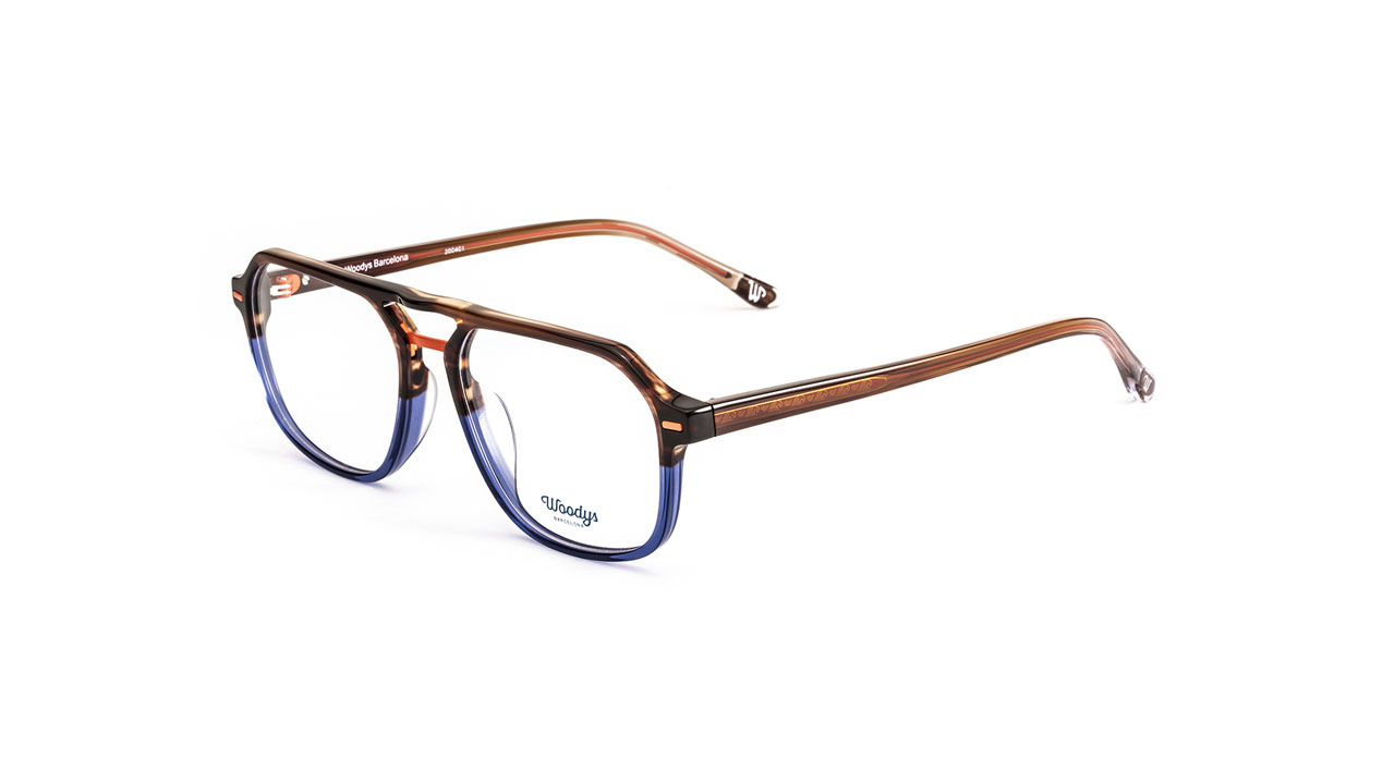 Paire de lunettes de vue Woodys Bauman couleur marine - Côté à angle - Doyle