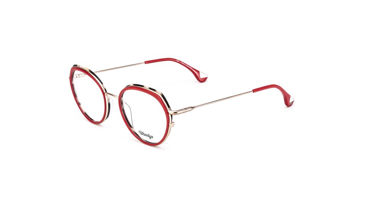 Paire de lunettes de vue Woodys Guppy couleur rouge - Côté à angle - Doyle