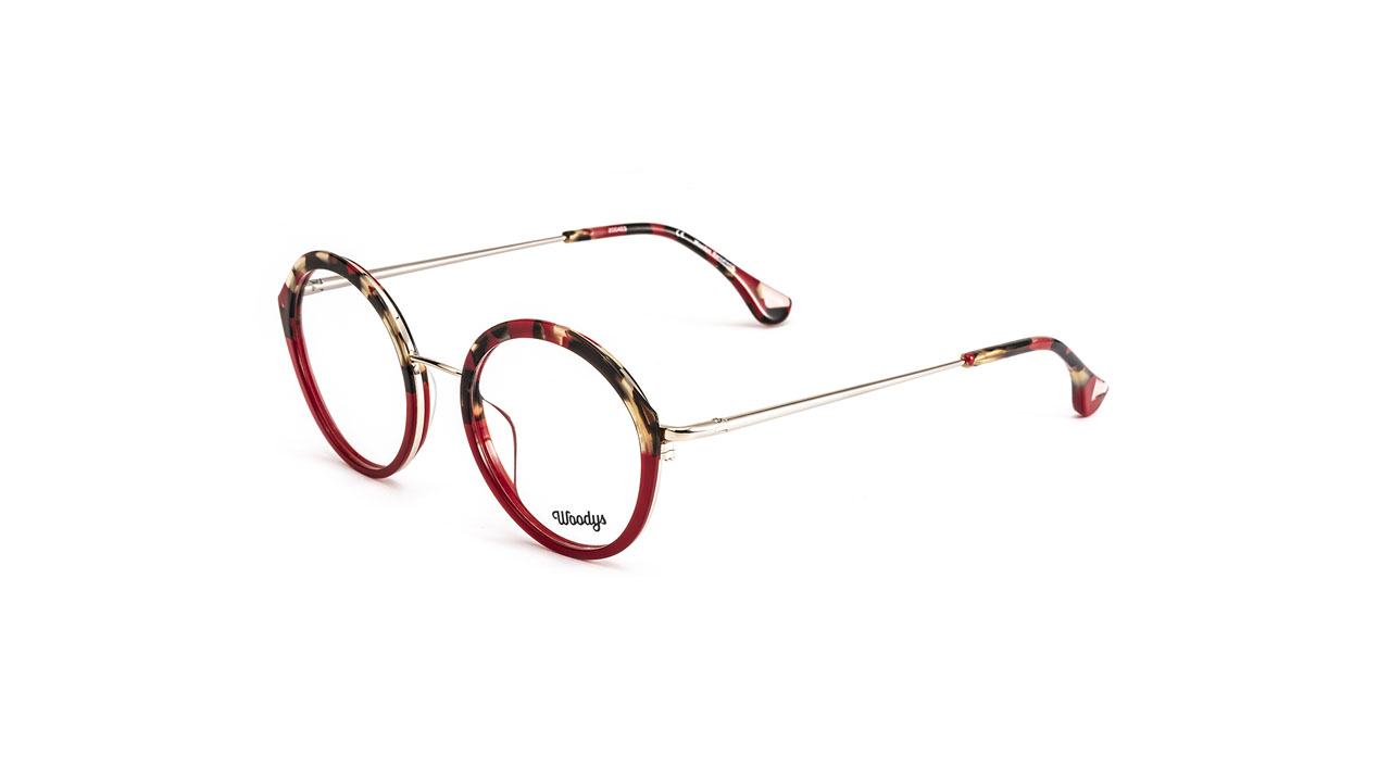 Paire de lunettes de vue Woodys Racoon couleur rouge - Côté à angle - Doyle