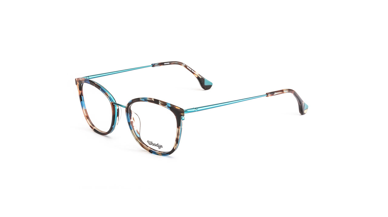 Paire de lunettes de vue Woodys Pitaya couleur bleu - Côté à angle - Doyle