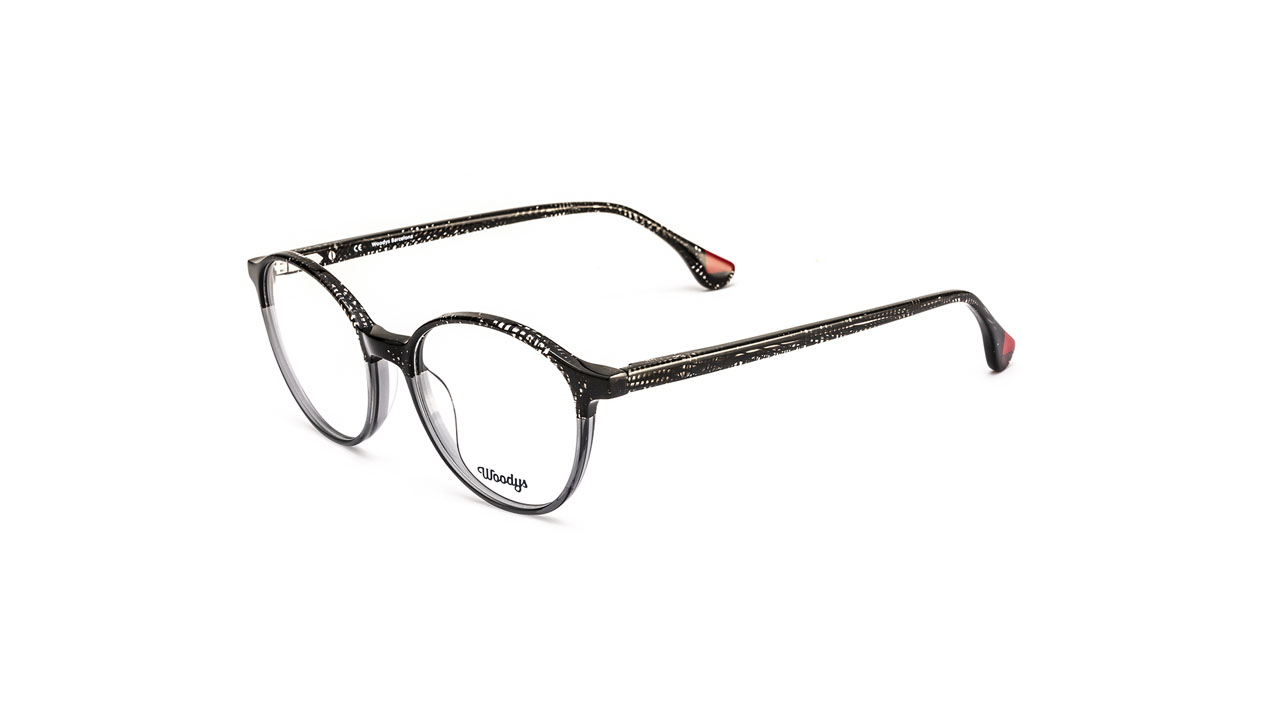 Paire de lunettes de vue Woodys Lulo couleur noir - Côté à angle - Doyle