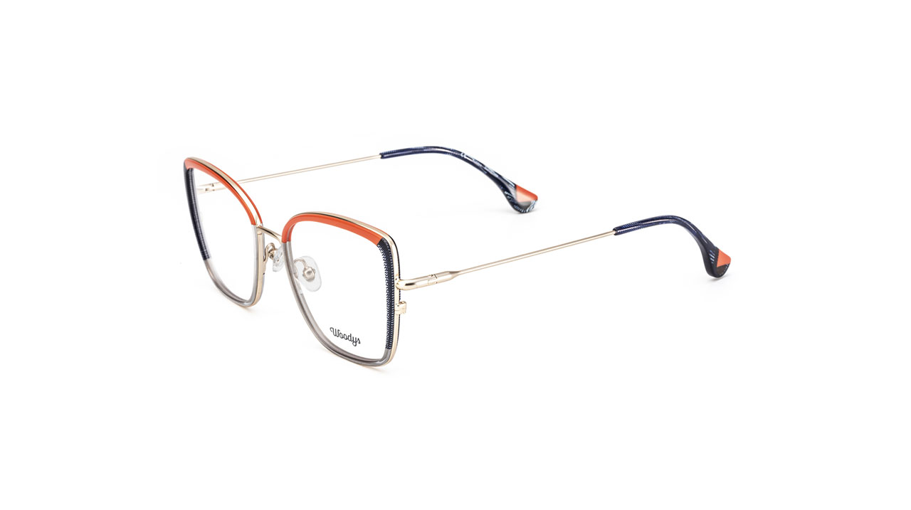 Paire de lunettes de vue Woodys Makaw couleur orange - Côté à angle - Doyle