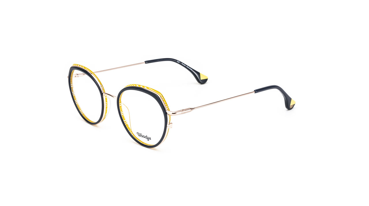 Paire de lunettes de vue Woodys Guppy couleur jaune - Côté à angle - Doyle