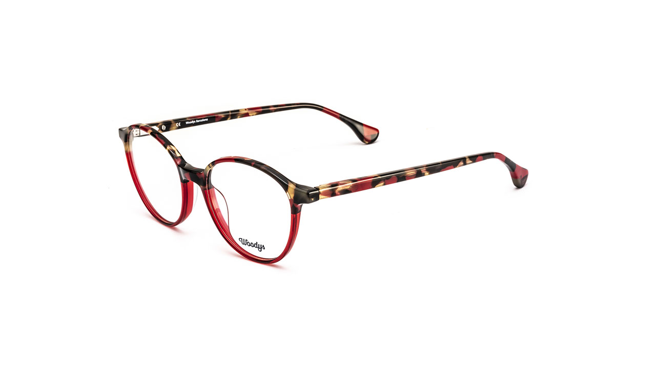 Paire de lunettes de vue Woodys Lulo couleur rouge - Côté à angle - Doyle