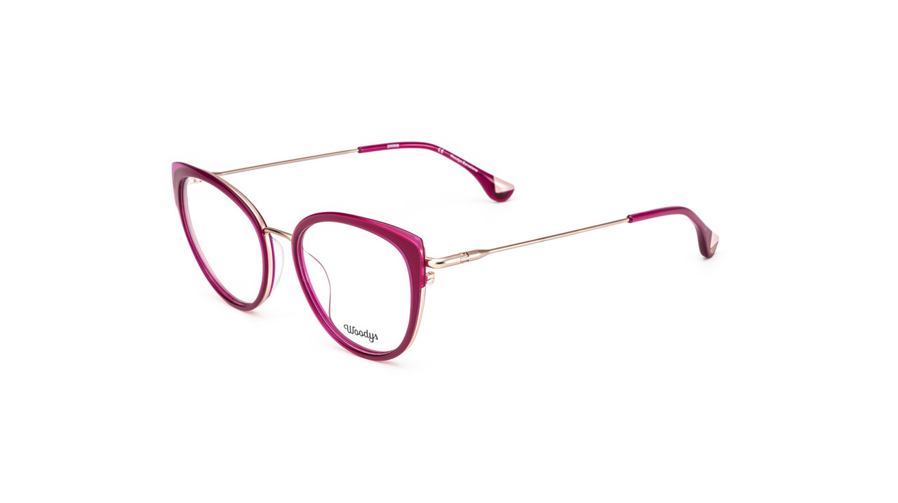 Paire de lunettes de vue Woodys Swan couleur rose - Côté à angle - Doyle