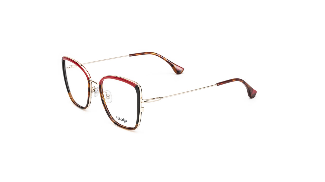 Paire de lunettes de vue Woodys Makaw couleur rouge - Côté à angle - Doyle