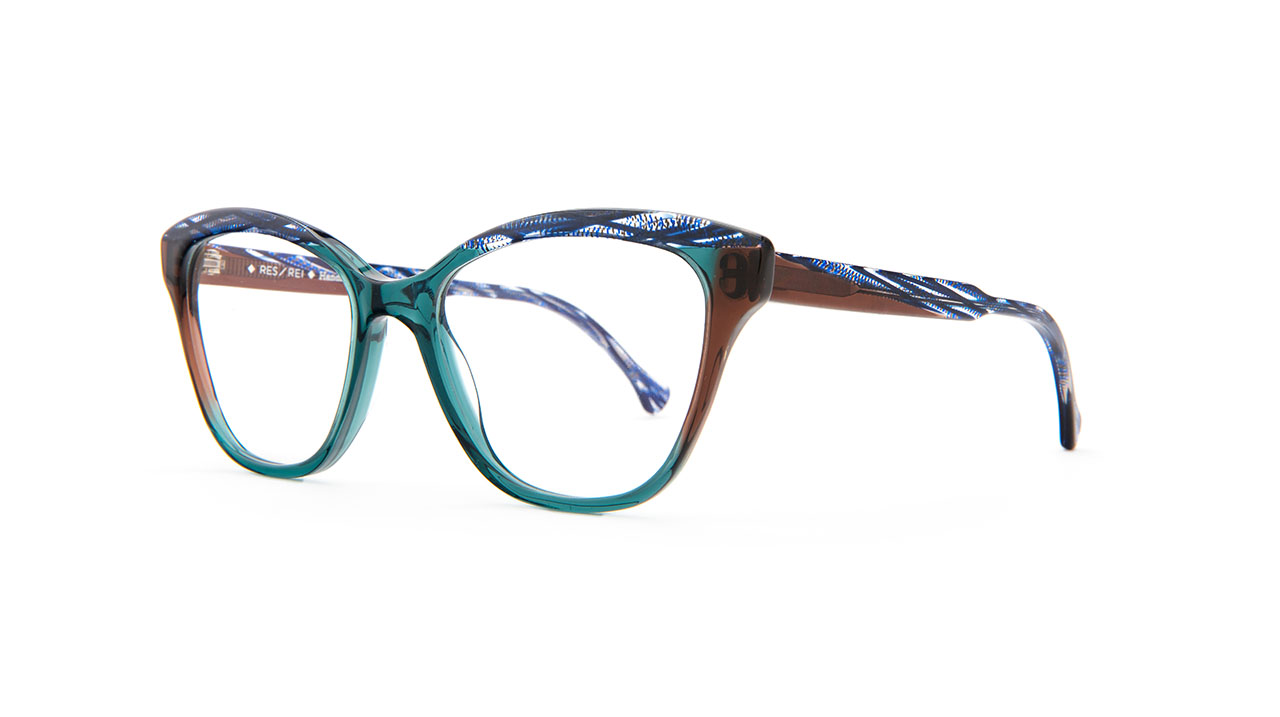 Paire de lunettes de vue Res-rei Marquise couleur vert - Côté à angle - Doyle