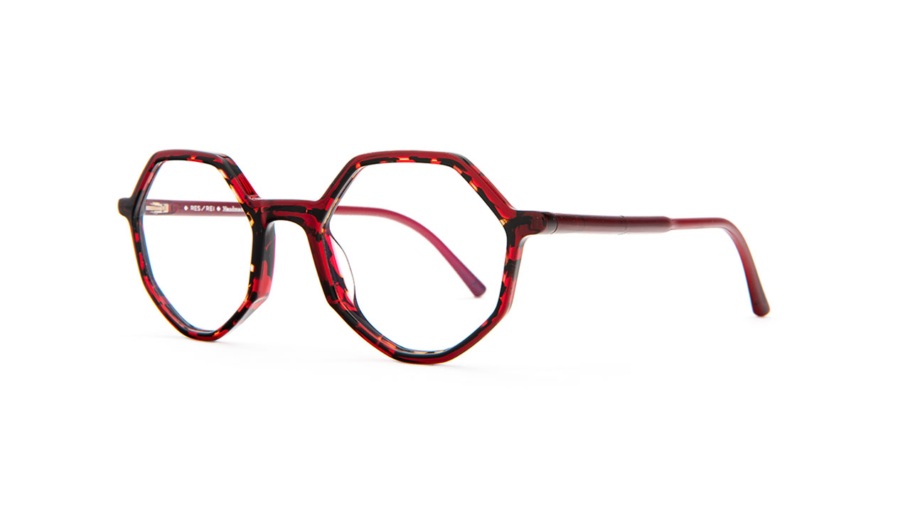 Paire de lunettes de vue Res-rei Rocks couleur rouge - Côté à angle - Doyle