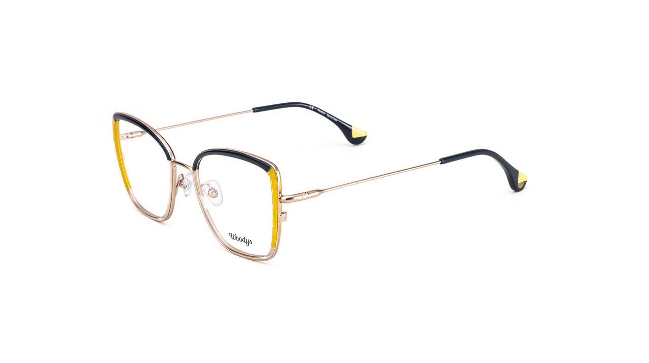 Paire de lunettes de vue Woodys Makaw couleur jaune - Côté à angle - Doyle