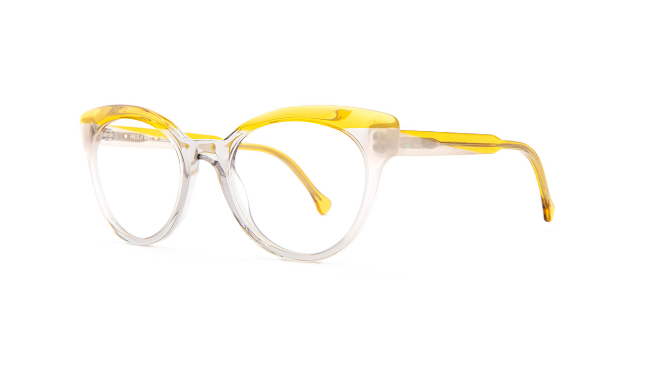 Paire de lunettes de vue Res-rei Facet couleur jaune - Côté à angle - Doyle