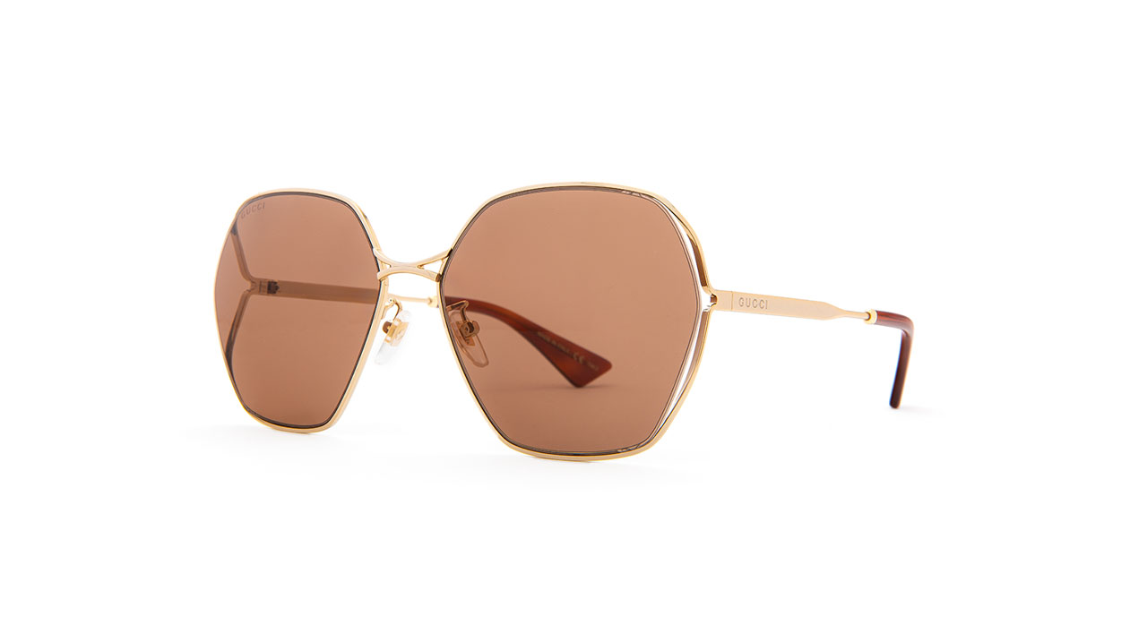 Paire de lunettes de soleil Gucci Gg0818sa couleur or - Côté à angle - Doyle