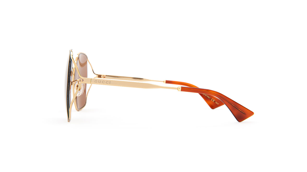 Paire de lunettes de soleil Gucci Gg0818sa couleur or - Côté droit - Doyle
