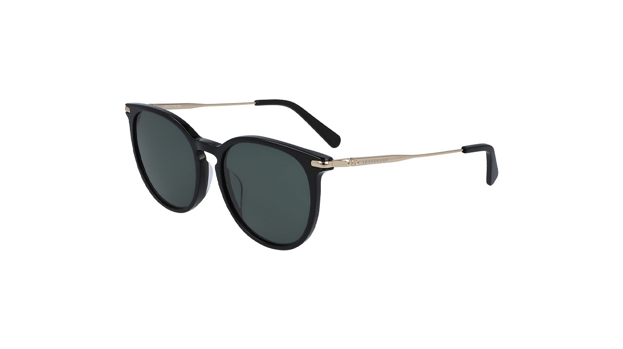 Paire de lunettes de soleil Longchamp Lo646s couleur noir - Côté à angle - Doyle